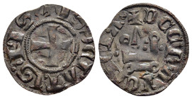 CRUSADERS. Frankish Greece. Achaia. Contemporary imitation of Glarenza (circa 13th- 14th century AD). Denier Tournois. 

Obv: + ISSETATIS NS.
Cross pa...