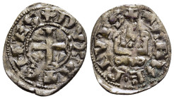 CRUSADERS. Frankish Greece. Athens. Catalan Dukes of Athens(?). Denier Tournois.

Obv: + DVX ATENES.
Cross pattée. 
Rev. + ThEBE CIVIS.
castle tournoi...