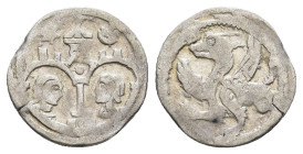 HUNGARY. Ladislaus IV (1272-1290). Denar.

Obv: Two heads facing one another under two archs with tower, flanked by star and star within crescent.
Rev...