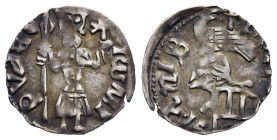 WALLACHIA. Mircea I. cel Bătrîn (1386-1394 and 1397-1418). AR Ducat or Dinar.

Obv: Iω MI∂VαBo.
Mircea standing facing, holding spear and Christogram(...