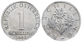 Österreich. Zweite Republik. 1 Schilling, 1983. Probe in Aluminium.

Wohl unpubliziertes Unikum.

Erworben bei Münzhandlung Susanne Sauer Wien, mit Ti...