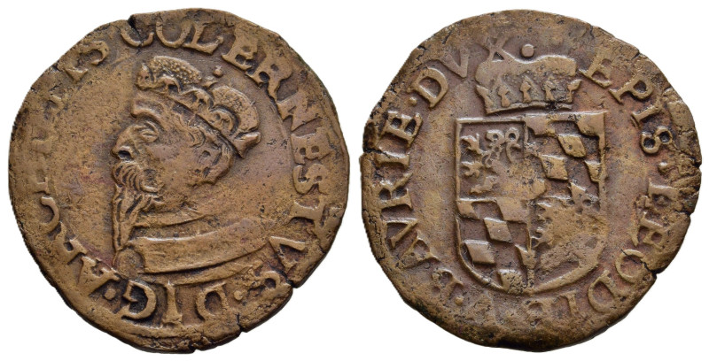 BELGIUM. Liege. Bishoperic. Ernest of Bavaria (1581-1612) Copper Liard.

Chest...