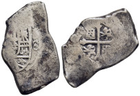 SPAIN. Charles II - Philip V (1665-1746). Cob 8 Reales. Uncertain date. Mexico City.

Condition: Fair; oblog flan.

Weight: 27,51 g.
Diameter: 47 mm.
