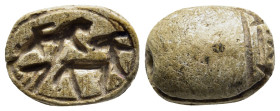 EGYPT. Anonymous. Steatite scarab seal (circa 664-332 BC). Engraved with a lion attacking a bull.

Condition: Very fine, pierced for mounting.

We...