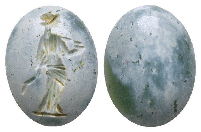 ROMAN PROVINCIAL. An engraved seal stone, depicting Elpis standing right lifting...