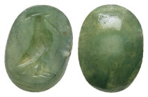 ROMAN PROVINCIAL. An engraved green carnelian seal stone, depicting an eagle holding serpent in beak (ca. 1st-3rd century AD).

Condition: As made.
 
...