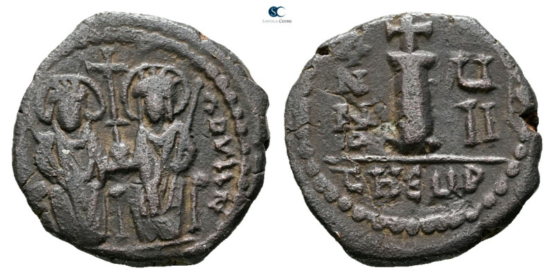 Justin II and Sophia AD 565-578. Theoupolis (Antioch)
Decanummium Æ

20 mm, 3...