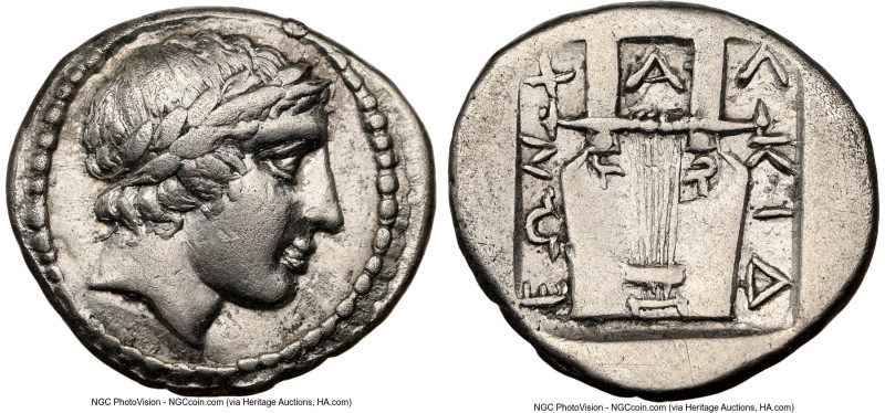 MACEDON. Chalcidian League. Ca. 432-348 BC. AR tetrobol. NGC Choice VF. Laureate...