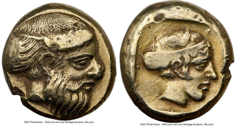 LESBOS. Mytilene. Ca. 454-427 BC. EL sixth-stater or hecte. NGC Choice XF. Beard...