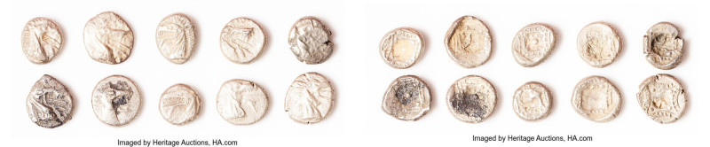ANCIENT LOTS. Greek. Caria. Halicarnassus. Ca. 510-480 BC. Lot of ten (10) AR he...