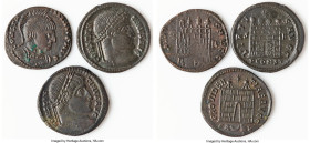 ANCIENT LOTS. Roman Imperial. Lot of two (2) AE folles and one (1) AE fourée follis. Good-VF. Includes: Three Roman Imperial AE folles, one an ancient...