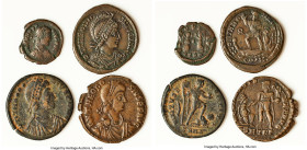 ANCIENT LOTS. Roman Imperial. Theodosius I, Eastern Roman Empire (AD 379-395). Lot of four (4) AE issues. VG-Fine. Includes: Four Roman Imperial AE is...