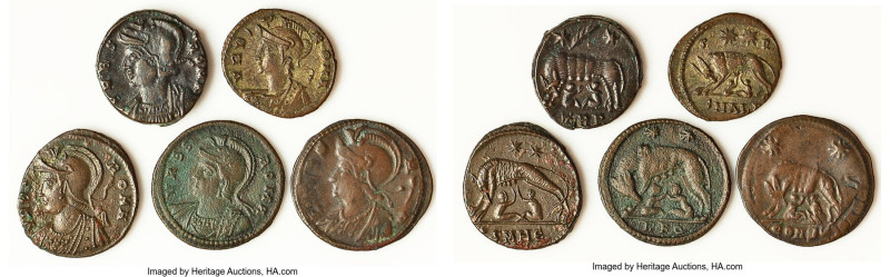 ANCIENT LOTS. Roman Imperial. Lot of five (5) AE issues. VG-VF. Includes: Five R...
