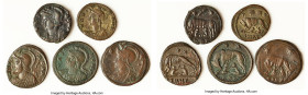 ANCIENT LOTS. Roman Imperial. Lot of five (5) AE issues. VG-VF. Includes: Five Roman Imperial AE issues, various regions and types. SOLD AS IS, NO RET...