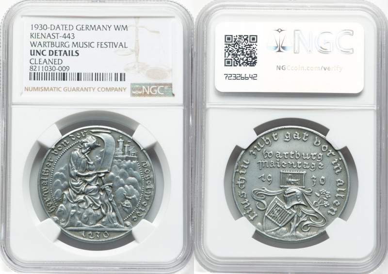 Weimar Republic 3-Piece Lot of Certified Assorted Goetz Medals NGC, 1) "Wartburg...