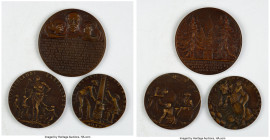 Weimar Republic 3-Piece Lot of Uncertified Goetz Medals, 1) "20th Anniversary of Bismarcks Interment in Mausoleum" Cast bronze Medal 1919-Dated AU. 10...
