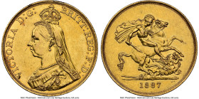 Victoria gold 5 Pounds 1887 AU Details (Cleaned) NGC, KM769, S-3864. Crowned and veiled bust (Jubilee head). HID09801242017 © 2024 Heritage Auctions |...
