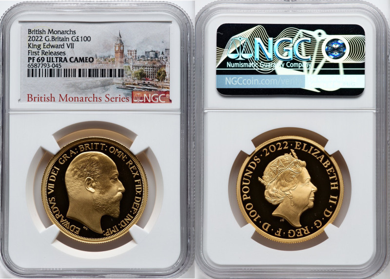 Elizabeth II gold Proof "King Edward VII" 100 Pounds (1 oz) 2022 PR69 Ultra Came...