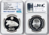 Charles III silver Proof "Millennium Falcon" 2 Pounds (1 oz) 2024 PR70 Ultra Cameo NGC, Mintage: 3,010. Star Wars series. First Releases. HID098012420...