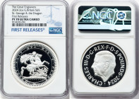 Charles III silver Proof "St. George & the Dragon" 5 Pounds (2 oz) 2024 PR70 Ultra Cameo NGC, Mintage: 3,060. Great Engravers series. Celebrating Bene...
