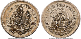 Jeremias Roth Senior silver 1/2 Ducat ND (1690-1751) AU58 NGC, Kremnitz mint, KM-Unl. Cf. Fr-585 (gold). Pattern or off metal strike of gold 1/2 Ducat...