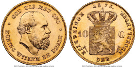 Willem III gold 10 Gulden 1875 MS67 NGC, Utrecht mint, KM105, Delmonte-1212. A superior example with satin surfaces and suppressed luster. HID09801242...