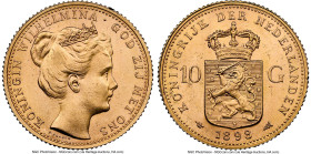 Wilhelmina gold 10 Gulden 1898 MS63 NGC, Utrecht mint, KM124, Fr-348. HID09801242017 © 2024 Heritage Auctions | All Rights Reserved www.HA.com/TexasAu...