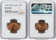 George VI 4-Piece Lot of Certified Assorted Minors, 1) 1/2 Penny 1940 MS65 Red NGC, KM12 2) 1/2 Penny 1952 MS65 Red NGC, KM20 3) 1/2 Penny 1952 MS65 R...
