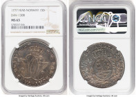 Christian VII Specie Daler 1777-HIAB MS63 NGC, Kongsberg mint, KM253, Dav-1308. Mintmaster Hans Jacob Arnold Branth. Only two certified at this level ...