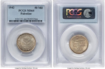 British Mandate 50 Mils 1942 MS64 PCGS, London mint, KM6. Last year of type. HID09801242017 © 2024 Heritage Auctions | All Rights Reserved www.HA.com/...