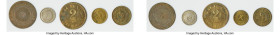 5-Piece Lot of Uncertified Assorted Hacienda/Plantation Tokens, 1) brass 32.7mm. 6.92gm 2) copper-nickel 18.4mm. 1.96gm 3) brass 32mm. 9.24gm 4) brass...