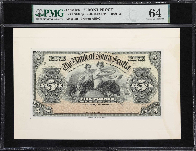 JAMAICA. Bank of Nova Scotia. 5 Pounds, 2.1.1920. P-S132bp1. CH #550-38-02-08P1....