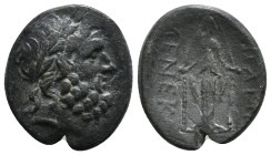 PHRYGIA. Apameia. Ae (Circa 100-50 BC).
Obv: Head of Zeus right, wearing oak wreath.
Rev: AΠΑΜΕΩN.
Facing statue of Artemis Anaitis, with supports. 5,...