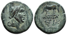 PONTOS. Amisos. Time of Mithradates VI Eupator (Circa 100-95 or 80-70 BC). Ae.
Obv: Head of Perseus right, wearing Phrygian cap.
Rev: AMIΣOY.
Pegasos ...