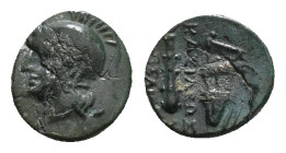 KINGS OF MACEDON. Kassander (305-298 BC). Ae Unit. Uncertain mint in Western Asia Minor.
Obv: Helmeted head of Athena left.
Rev: ΒΑΣΙΛΕΩΣ / ΚΑΣΣΑΝΔΡΟΥ...