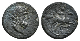 PISIDIA. Isinda. Ae (2nd-1st centuries BC). Dated CY 1 (25/4 BC[?]).
Obv: Laureate head of Zeus right.
Rev: ΙΣΙΝ.
Warrior on horseback galloping right...