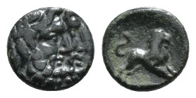 PISIDIA, Komana. Circa 1st Century BC. Æ jugate, bearded heads right / Lion springing right; KO in exergue. 2,50 g