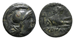 KINGS OF THRACE (Macedonian). Lysimachos (305-281 BC). Ae.
Obv: Helmeted head of Athena right.
Rev: ΒΑΣΙΛΕΟΣ / ΛΥΣΙΜΑΧΟΥ.
Forepart of a lion right. 2,...