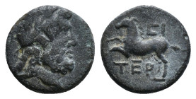 PISIDIA. Termessos. Ae (1st century BC). Dated CY 6 (67/6 BC).
Obv: Laureate head of Zeus right.
Rev: TEP.
Horse rearing left. 3,84 g