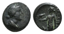 PHRYGIA. Laodikeia ad Lycum. Ae (2nd-1st century BC).
Obv: Head of Aphrodite right, wearing stephane.
Rev: ΛAOΔIKEΩN.
Aphrodite standing left, holding...