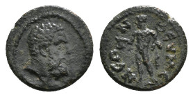PHRYGIA.Eumeneia.Pseudo-autonomous.(Circa 100-276.).Ae.
Obv : Head of Herakles to right.
Rev : ƐVΜƐΝƐΩΝ.
Hermes standing left with kerykeion and purse...