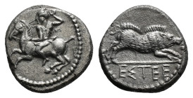 PAMPHYLIA. Aspendos. Drachm (Circa 420-360).
Obv: Warrior (Mopsos) on horse rearing left, preparing to hurl spear.
Rev: EΣTFEΔIIV.
Boar right. 5,37...
