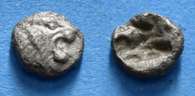 KINGS OF LYDIA. Kroisos (Circa 564/53-550/39 BC). 1/48 Stater. Sardes.
Obv: Head of roaring lion right.
Rev: Rough incuse punch. 0,12 g - 5,02 mm Ra...