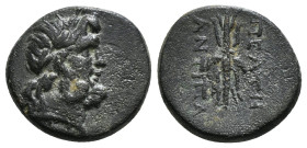 PHRYGIA. Peltai. Late 2nd-1st century BC. AE Obv : Laureate head of Zeus. Rev. ΠΕΛΤΗ-[Ν]ΩΝ Winged thunderbolt 4,04 g