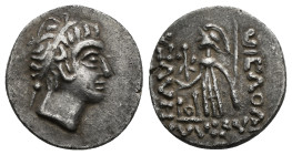 Kings of Cappadocia, Ariarathes IV AR Drachm.. Circa 220-163 BC. Obv : Barbaric imitation Diademed head right / Barbaric figure of Athena to left, bar...