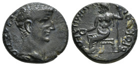 Phrygia. Philomelion . Claudius AD 41-54. Æ
ΣEBAΣTO[Σ], bare head right / BPOKXOI ΦIΛOMHΛEΩN, Zeus seated left, holding patera and sceptre. 5,08 g - 1...