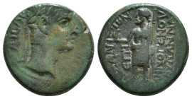 PHRYGIA. Aezanis. Claudius (41-54). Ae. Menogenes, son of Nanna, magistrate.
Obv: KΛAVΔIOC KAICAP.
Laureate head right.
Rev: ЄΠI MHNOΓЄNOV TOV NANNA A...