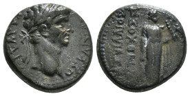 PHRYGIA. Hierapolis. Claudius (41-54). Ae. M. Sullios Antiochos, grammateus.
Obv: KΛAYΔIOΣ KAIΣAP.
Laureate head right.
Rev: M ΣYIΛΛIOΣ ANTIOXOΣ ΓPA /...