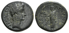 PHRYGIA. Laodicea ad Lycum. Augustus (27 BC-14 AD). Ae. Zeuxis, philalethes.
Obv: ΣΕΒΑΣΤΟΣ.
Laureate head right.
Rev: ΛΑΟΔΙΚΕΩΝ ΖΕΥΞΙΣ.
Zeus standing ...