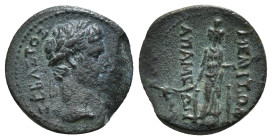 PHRYGIA. Apameia. Augustus (27 BC-14 AD). Ae. Dionysios Apolloniou and Meliton, magistrates.
Obv: ΣΕΒΑΣΤΟΣ.
Laureate head right, lituus to right.
Rev:...